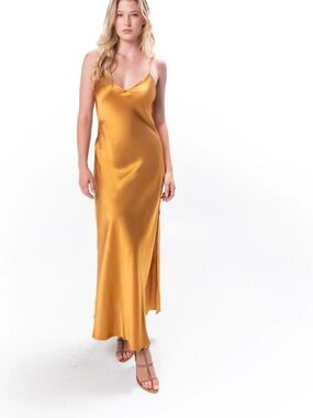 OAK + FORT Satin Slip Maxi Dress  wedding guest ,Prom Party